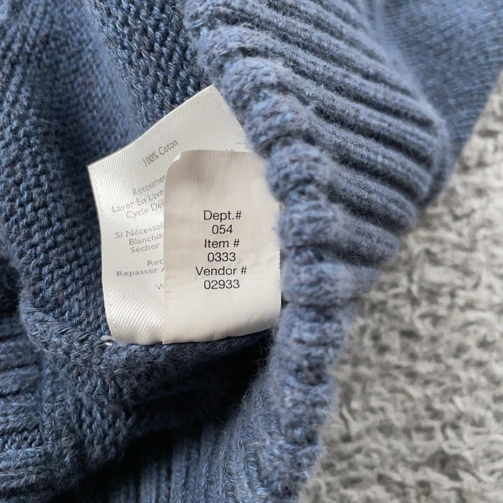 Eddie Bauer Sweater Mens Large Blue 1/4 Zip Mock Neck Cotton Knit Pullover - Picture 9 of 10